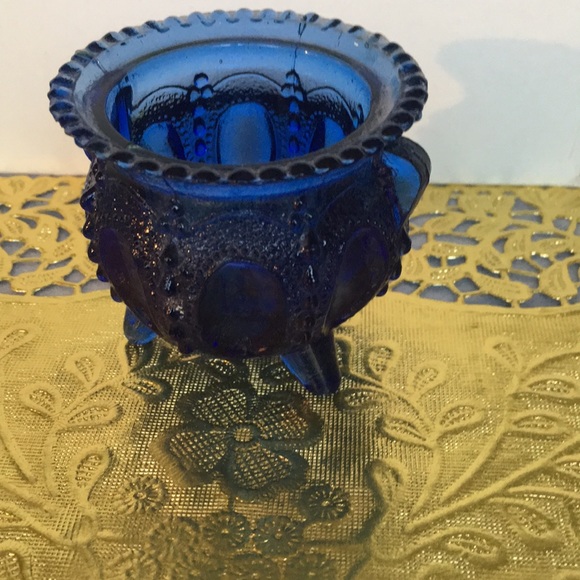 Other - Small blue thumb print glass toothpick holder